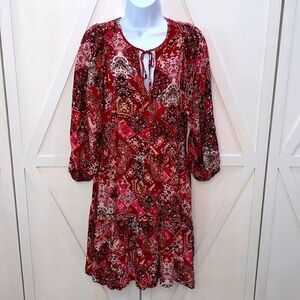 Calvin Klein Boho Aztec Print Tiered Dress Size 8